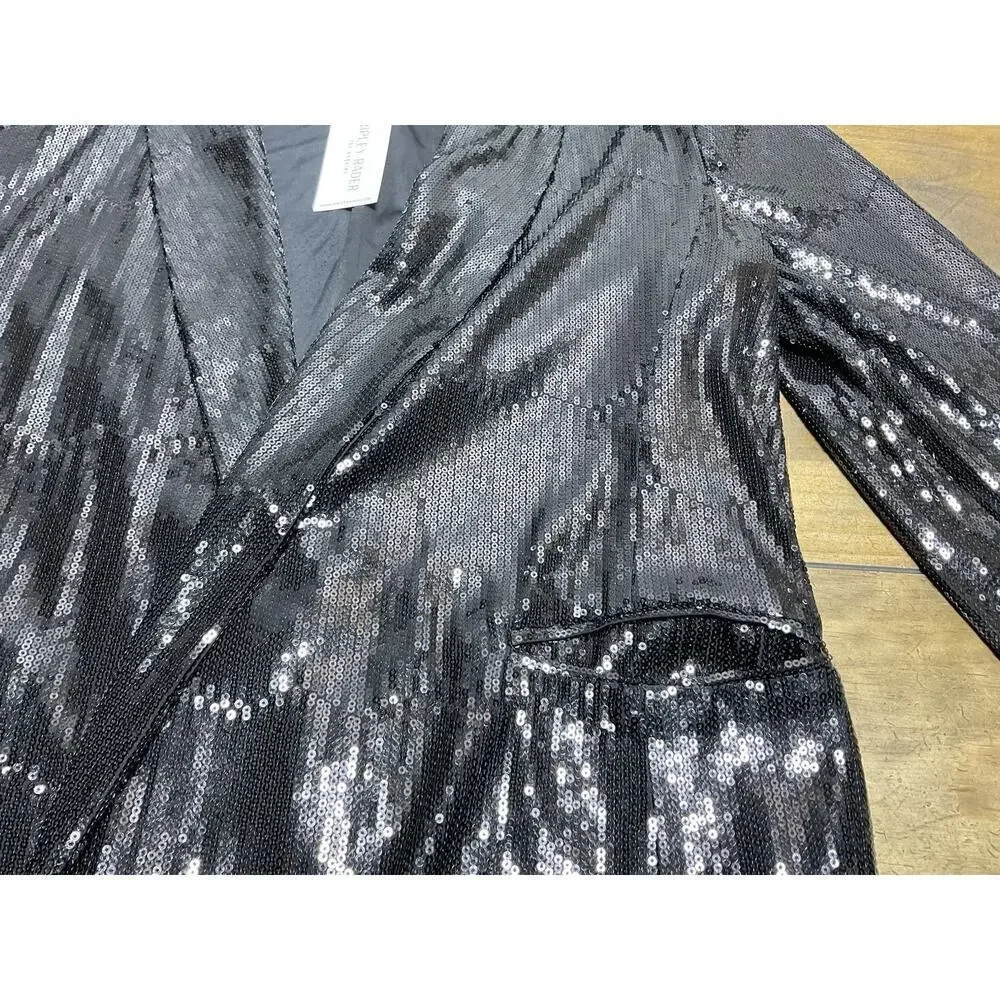 RIPLEY RADER Black Sequin Oversized Blazer Jacket Size 2 Small NWT